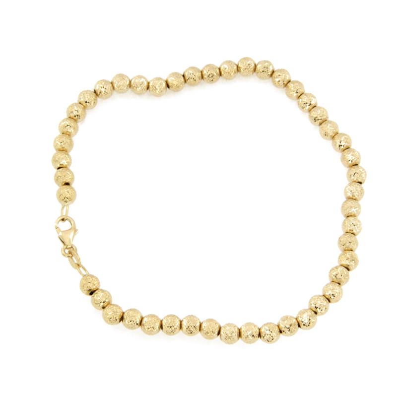 BRACCIALE ORO GIALLO 750/1000 MAGLIA A SFERE ZIGRINATE &ndash; CM. 19 - 