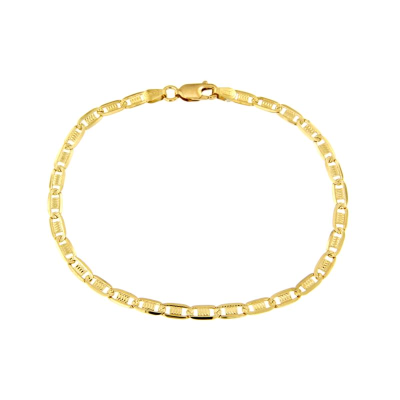 BRACCIALE ORO GIALLO 750/1000 MAGLIA VALENTINO SEMI-ZIGRINATA - CM. 19 - 