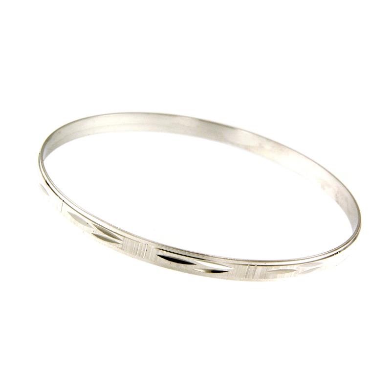 BRACCIALE ORO BIANCO 750/1000 SCHIAVA LAVORATO - DIAM. 7 CM - 