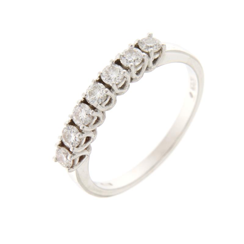 VERETTA ORO BIANCO 750/1000 CON DIAMANTI TAGLIO BRILLANTE CT 0.50 TOTALI G - SI1 - MIS. 14 - 