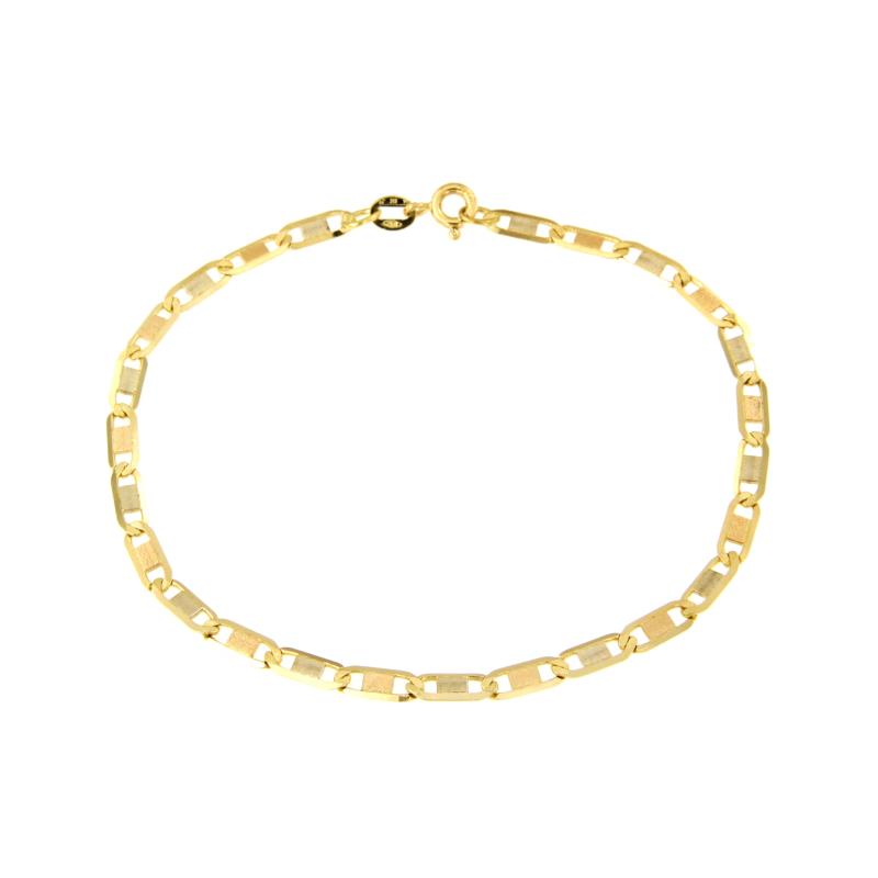 BRACCIALE TRE ORI 750/1000 MAGLIA VALENTINO SEMI-SATINATA - CM. 19.5 - 