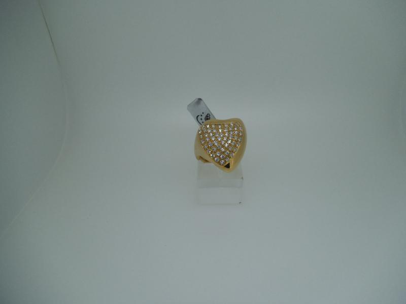 ANELLO CUORE GRANDE IN ORO GIALLO 750/1000 CON PAVE' DIAMANTI 56 PIETRE CT TOTALI: 0.97 - 