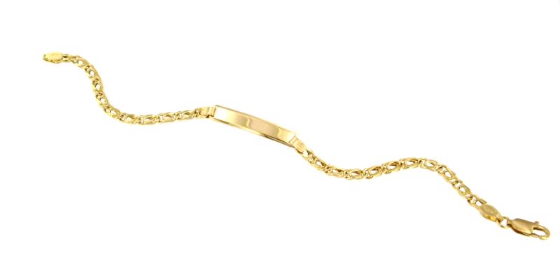 BRACCIALE ORO GIALLO 750/1000 MAGLIA GRUMETTA DOPPIA CON TARGHETTA - CM. 18 - 