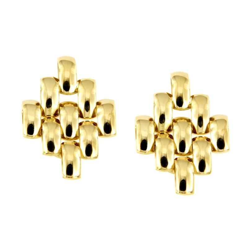 COPPIA ORECCHINI ORO GIALLO 750/1000 ROMBI A SEGMENTI  - 