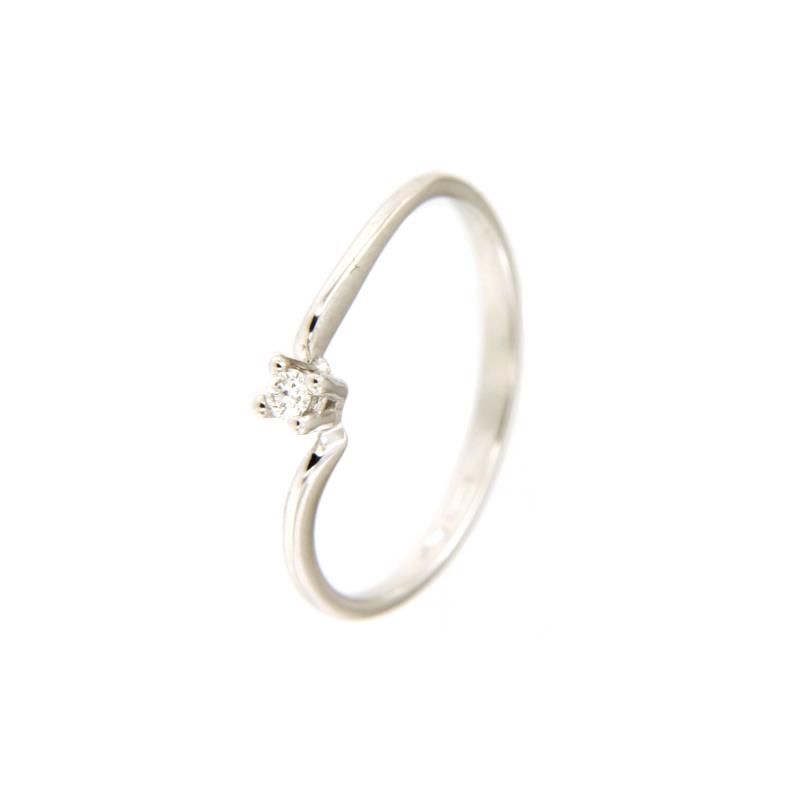 SOLITARIO ORO BIANCO 750/1000 CON DIAMANTE TAGLIO BRILLANTE CT 0.03 G - VS2 - MIS. 12.5 - 