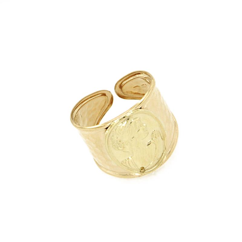 ANELLO ORO GIALLO 750/1000 SCHIAVA MARTELLATO CON CAMEO - MIS. 15 - 