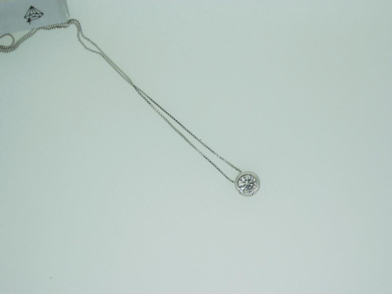 CATENA CON PENDENTE ORO BIANCO 750/1000 CIPOLLINO E DIAMANTE 0.68 J-VS2 - 