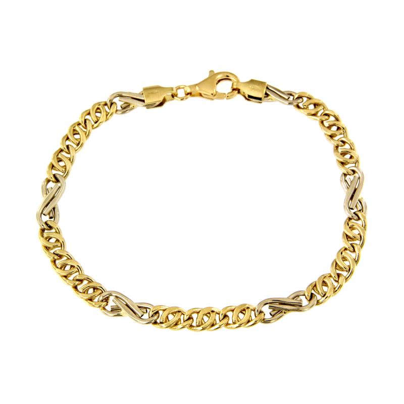 BRACCIALE DUE ORI 750/1000 MAGLIA 3+1 - CM 20.5 - 