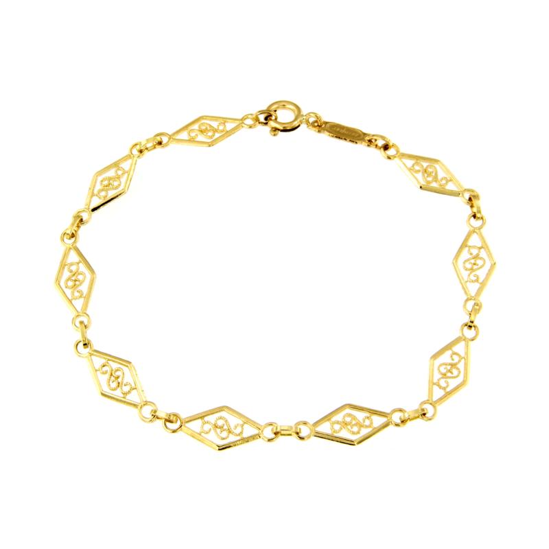 BRACCIALE ORO GIALLO 750/1000 MAGLIA 1+1 CON ROMBI TRAFORATI -  CM 18 - 