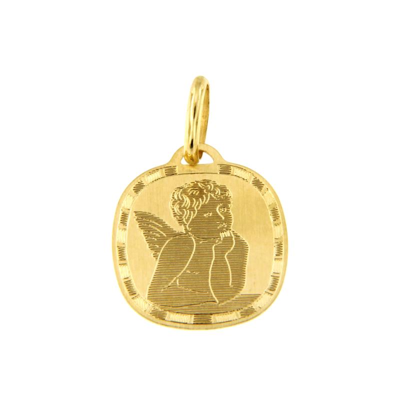 MEDAGLIA ORO GIALLO 750/1000 ANGIOLETTO SEMI-SATINATO - 
