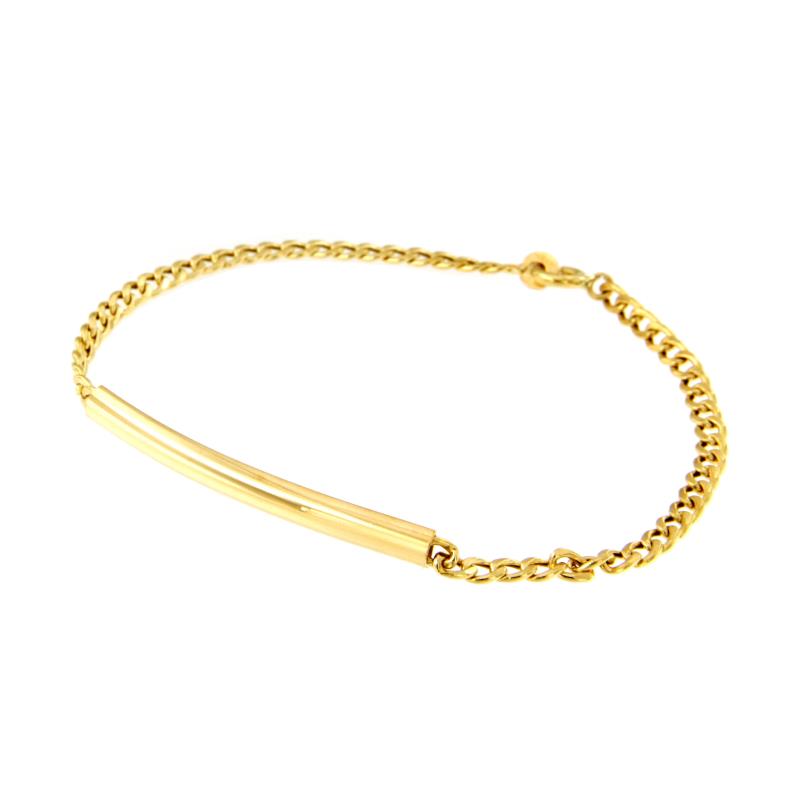 BRACCIALE ORO GIALLO 750/1000 MAGLIA GRUMETTA CON TARGHETTA - CM 18.5 - 