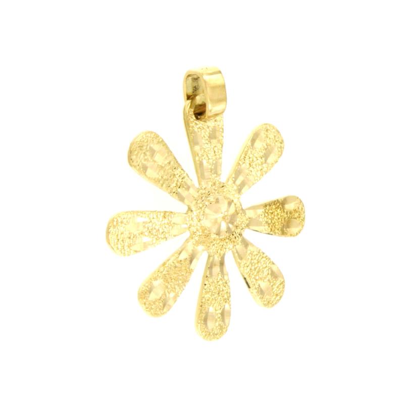 CIONDOLO ORO GIALLO 750/1000 MARGHERITA SEMI-DIAMANTATA - 