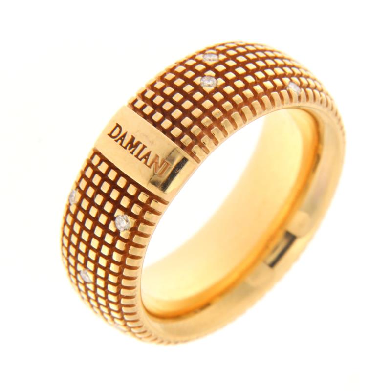DAMIANI - ANELLO - ORO ROSA 750/1000 - COLLEZIONE METROPOLITAN FASCIA BOMBATO CON DIAMANTI TAGLIO BRILLANTE, CT 0.18 TOTALI - MIS. 13 - DAMIANI
