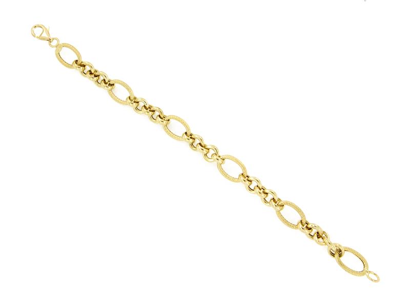 BRACCIALE ORO GIALLO 750/1000 MAGLIA TIPO 5+1 SEMI-ZIGRINATA - CM. 19 - 