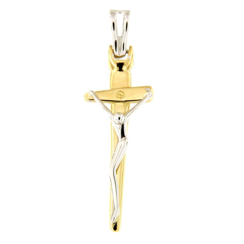 CIONDOLO DUE ORI 750/1000 CROCIFISSO - 