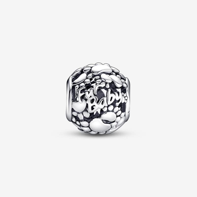 PANDORA - CHARM - ARGENTO 925/1000 - MOD. OPENWORK ZAMPINA E CUORI - PANDORA