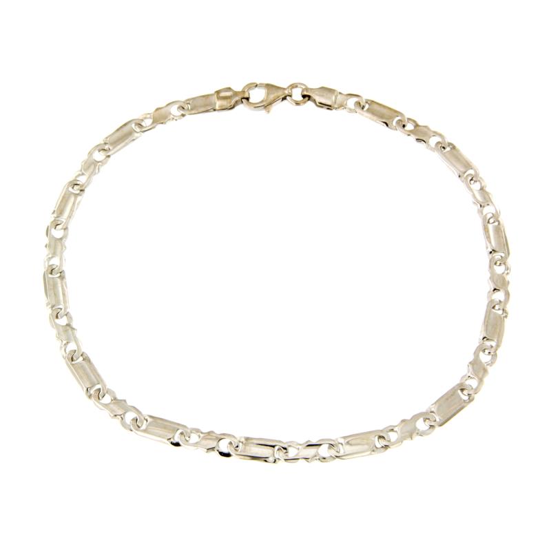 BRACCIALE ORO BIANCO 750/1000 MAGLIA 1+1 - CM. 21.5 - 