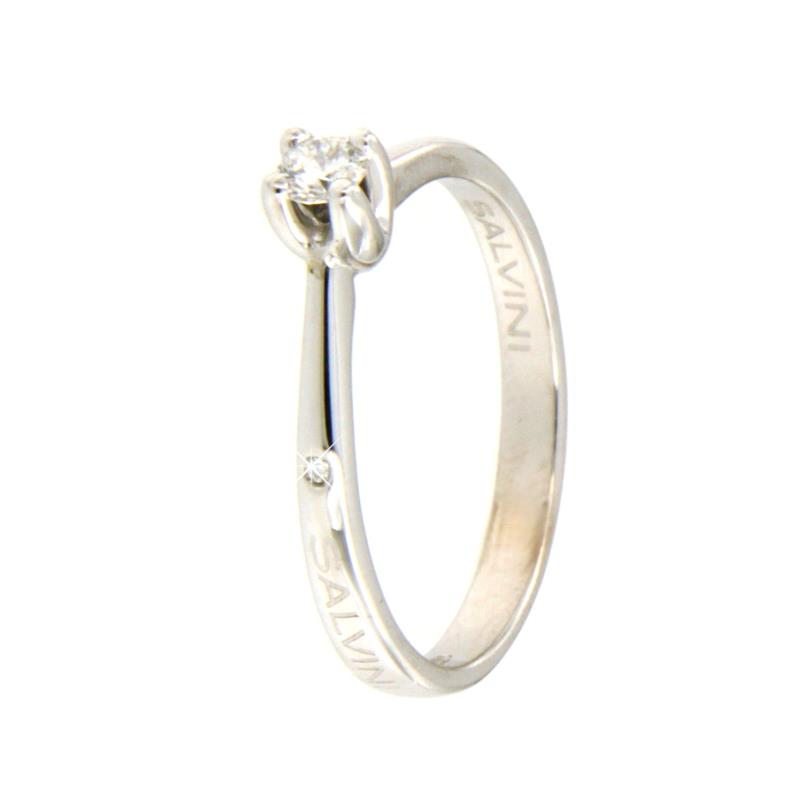 SALVINI - SOLITARIO - ORO BIANCO 750/1000 - CON DIAMANTE TAGLIO BRILLANTE CT 0.10 G - SI1 - MIS. 13 - SALVINI