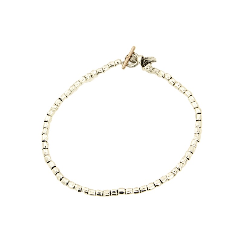 DODO - BRACCIALE - ARGENTO 925/1000 - CON MINI GRANELLI E BACCHETTA IN ORO ROSA 375/1000 - CM. 18 - DODO