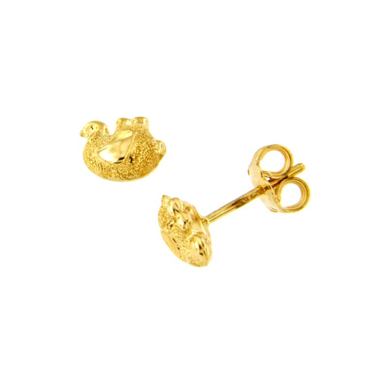 COPPIA ORECCHINI ORO GIALLO 750/1000 ELEFANTINI SEMI-DIAMANTATI - 