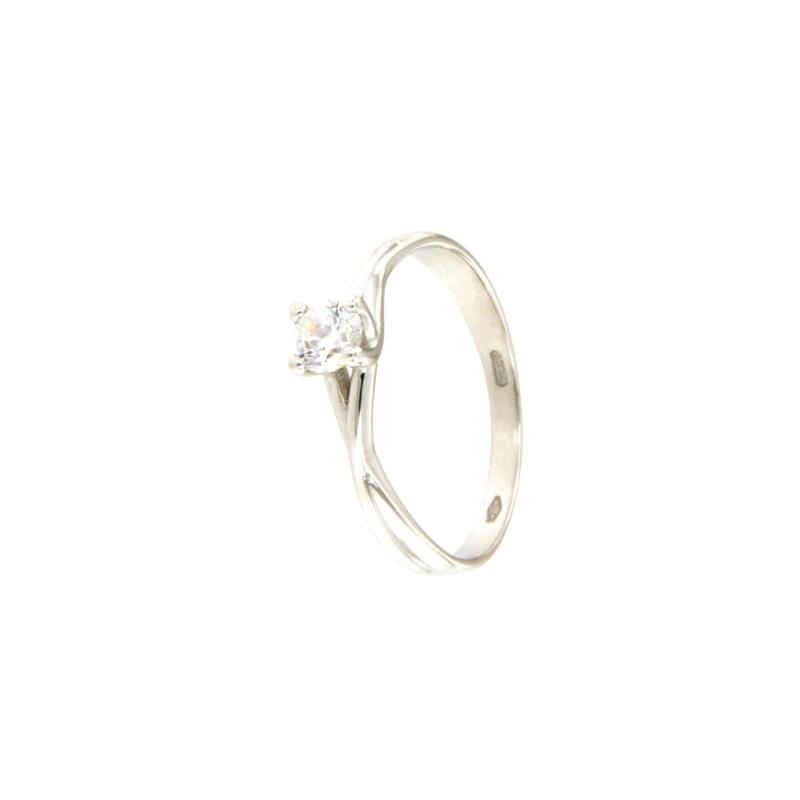 ANELLO ORO BIANCO 750/1000 TIPO SOLITARIO CON ZIRCONE - MIS. 11.5 - 
