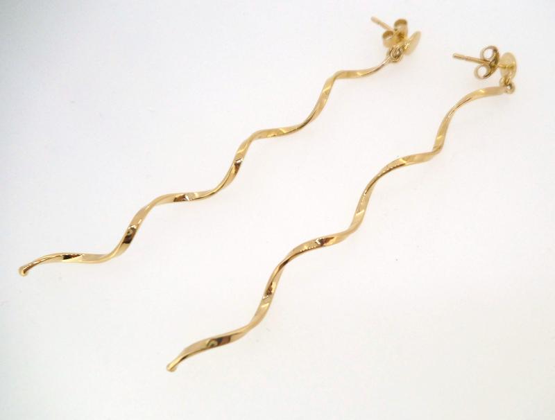 COPPIA ORECCHINI ORO G. 750/1000 PENDENTI A SPIRALE - 