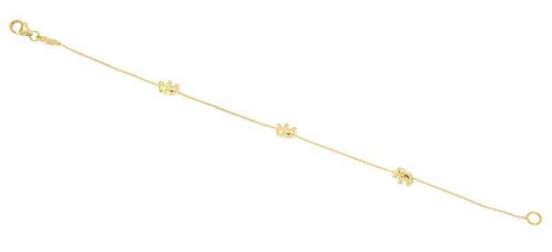 BRACCIALE ORO GIALLO 750/1000 MAGLIA ROL&Ograve; CON ELEFANTI - CM. 19 - 