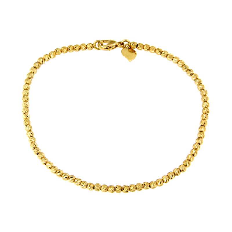  BRACCIALE ORO GIALLO 750/1000 MAGLIA A SFERETTE DIAMANTATE - CM 18 - 