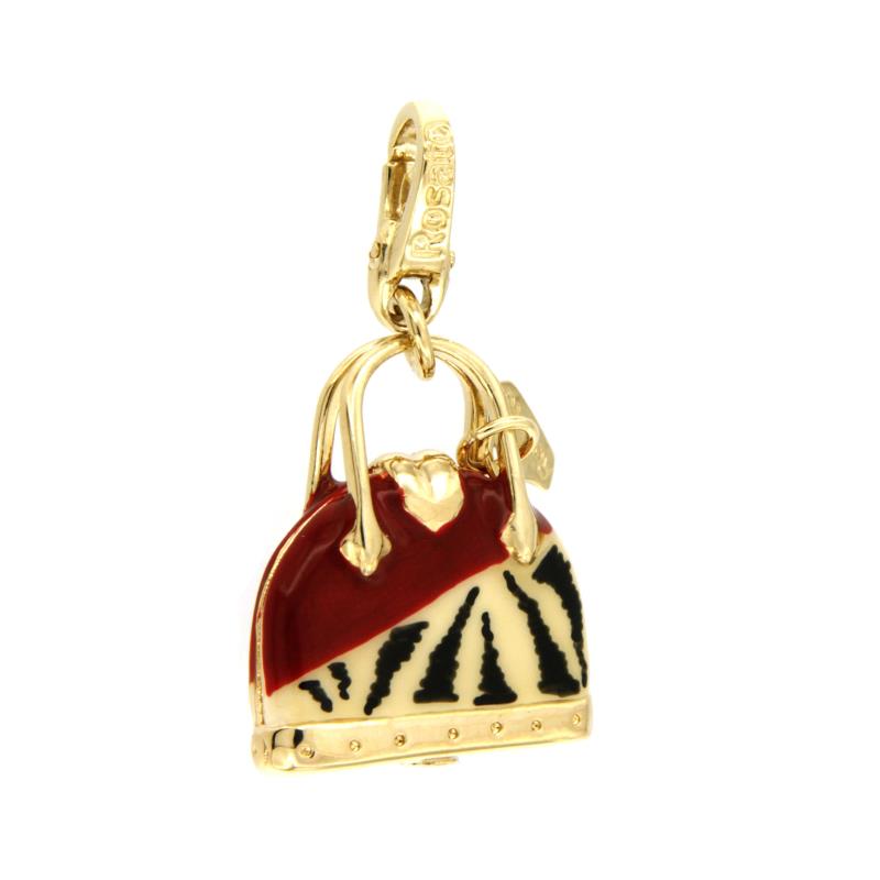 ROSATO - CHARM - ORO GIALLO 750/1000 - BORSETTA SMALTATA - ROSATO