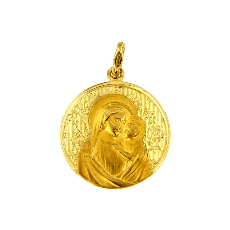 MEDAGLIA ORO GIALLO 750/1000 MADONNA CON BAMBINO - 