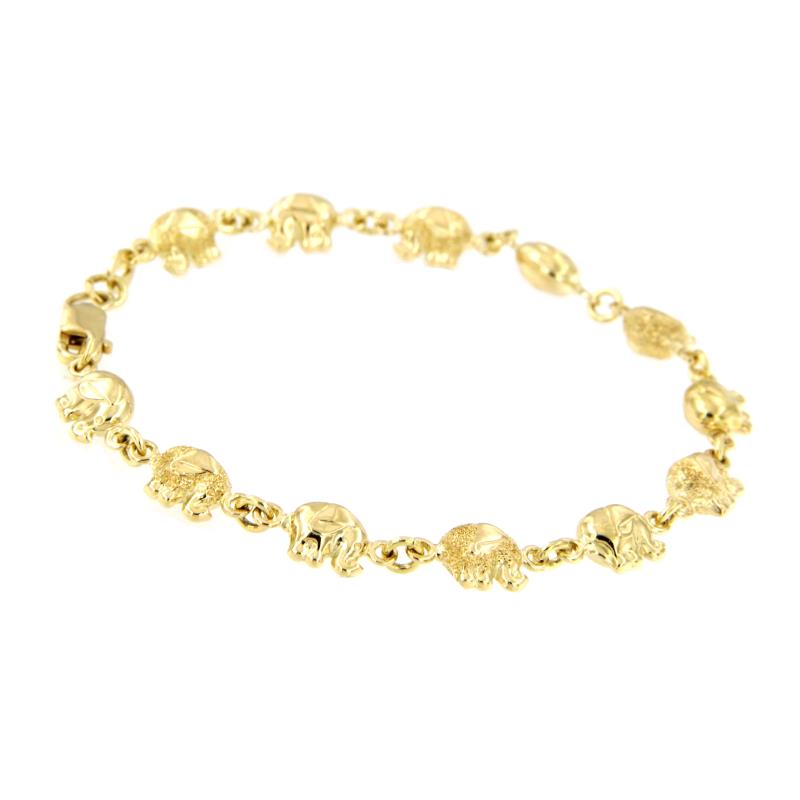 BRACCIALE ORO GIALLO 750/1000 CON ELEFANTI SEMI-DIAMANTATI - CM. 18 - 