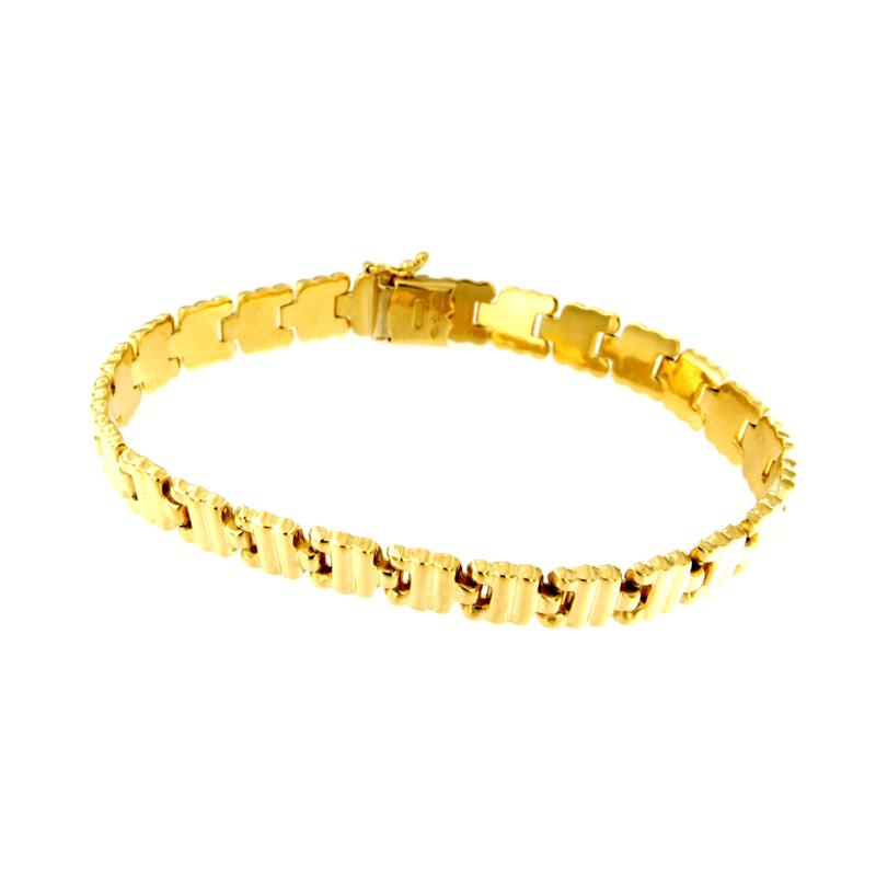 BRACCIALE ORO GIALLO 750/1000 MAGLIA A SEGMENTI RIGATI - CM 22.5 - 