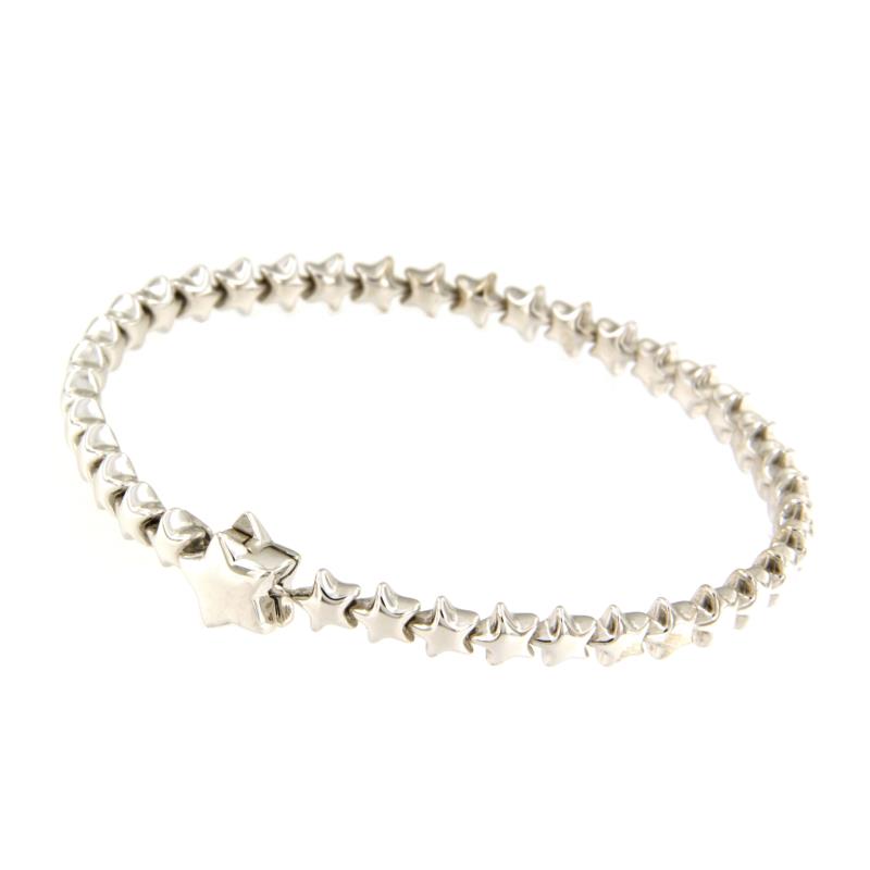 BRACCIALE ORO BIANCO 750/1000 SCHIAVA CON STELLINE - 