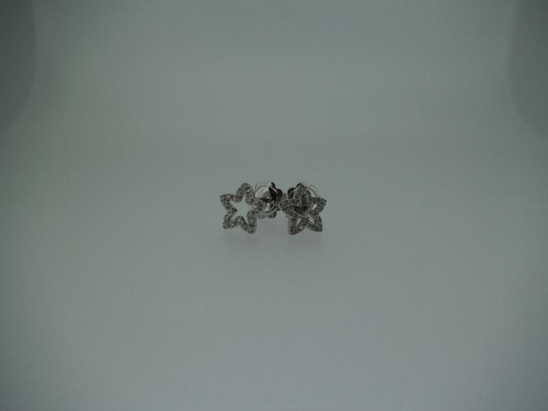 COPPIA ORECCHINI ORO BIANCO 750/1000 STELLA CON 20 DIAM DA 0.005 CT CAD - 
