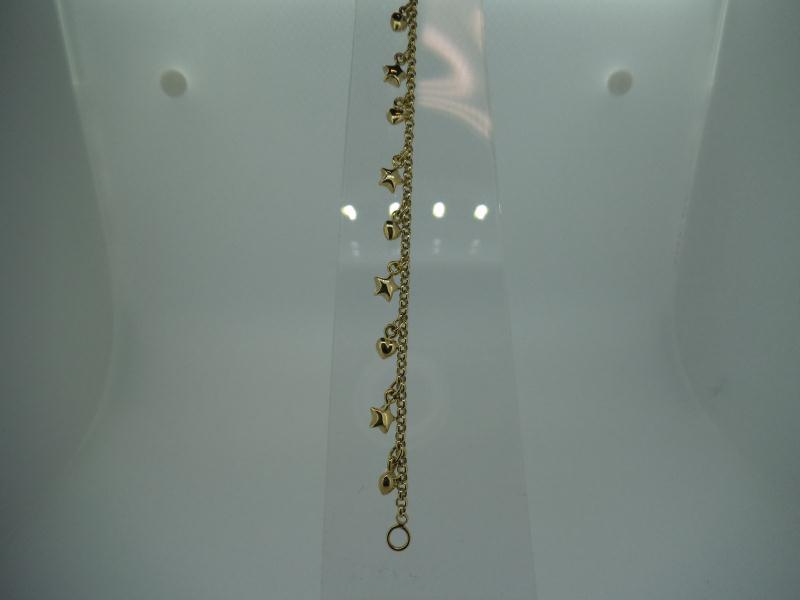 BRACCIALE ORO GIALLO 750/1000 CON FRONZOLI CUORI E STELLE - 