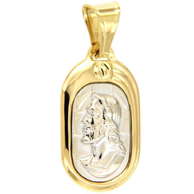MEDAGLIETTA RELIGIOSA DUE ORI 750/1000 VOLTO DI CRISTO - 