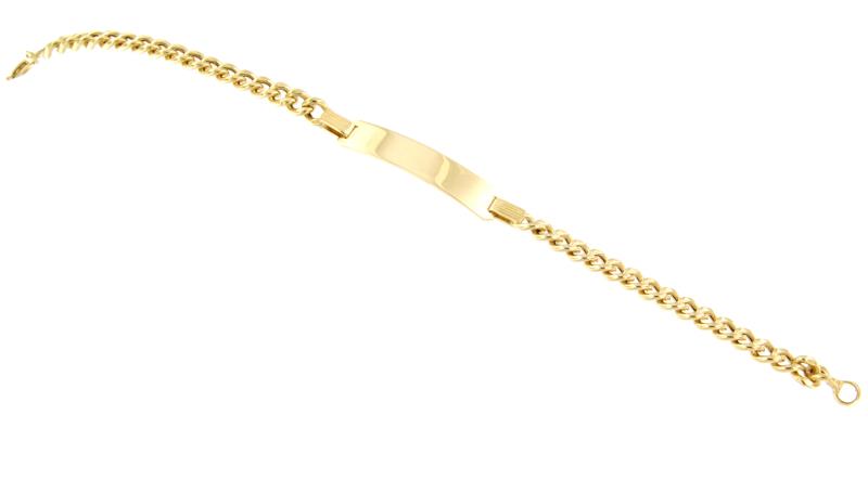 BRACCIALE ORO GIALLO 750/1000 MAGLIA GRUMETTA CON TARGHETTA - CM. 16 - 