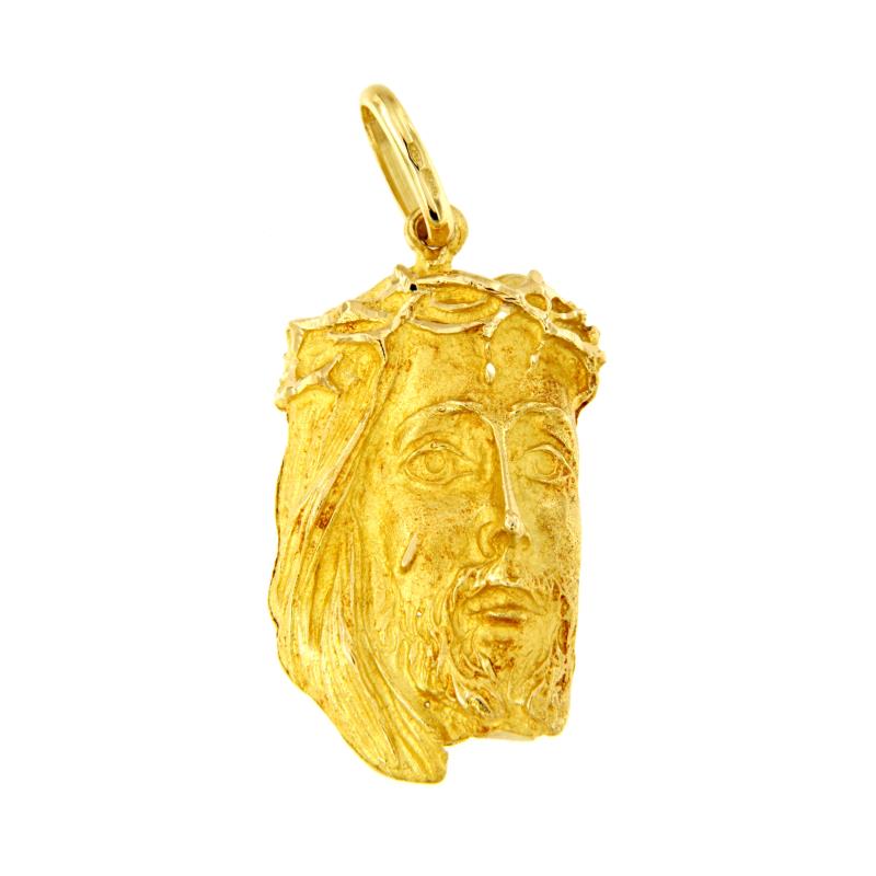 MEDAGLIA RELIGIOSA ORO GIALLO 750/1000 VOLTO DI CRISTO GREZZO - 
