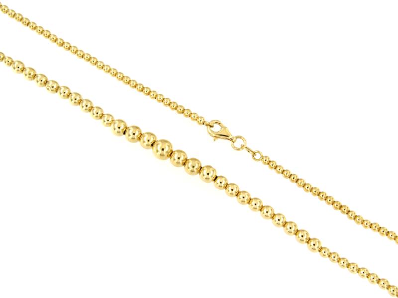 GIROCOLLO ORO GIALLO 750/1000 CON SFERE A SCALARE - CM. 50 - 