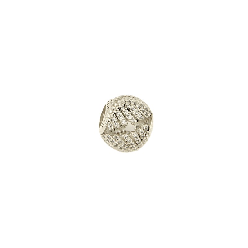 PANDORA - CHARM - ARGENGO 925/1000 - MOD. OPENWORK PIUME REALI CON ZIRCONIE - PANDORA