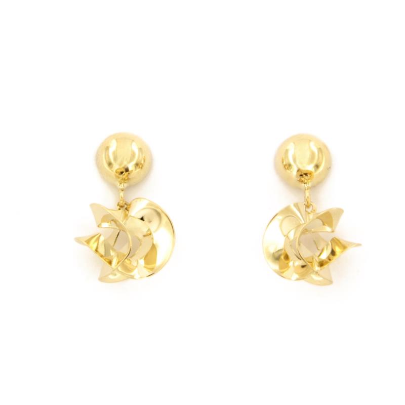 COPPIA ORECCHINI ORO GIALLO 750/1000 PENDENTI TIPO GOMITOLO - 