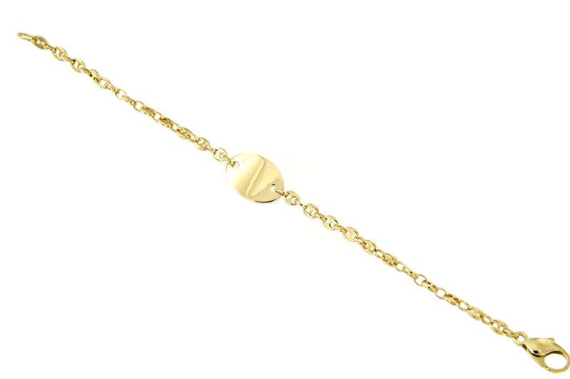 BRACCIALE ORO GIALLO 750/1000 MAGLIA MARINA CON TARGHETTA - CM. 15 - 