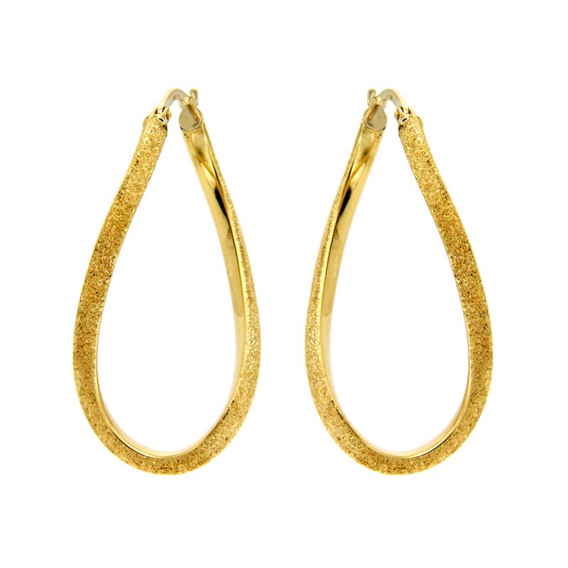 COPPIA ORECCHINI DUE ORI 750/1000 OVALI RITORTI DIAMANTATI  - 