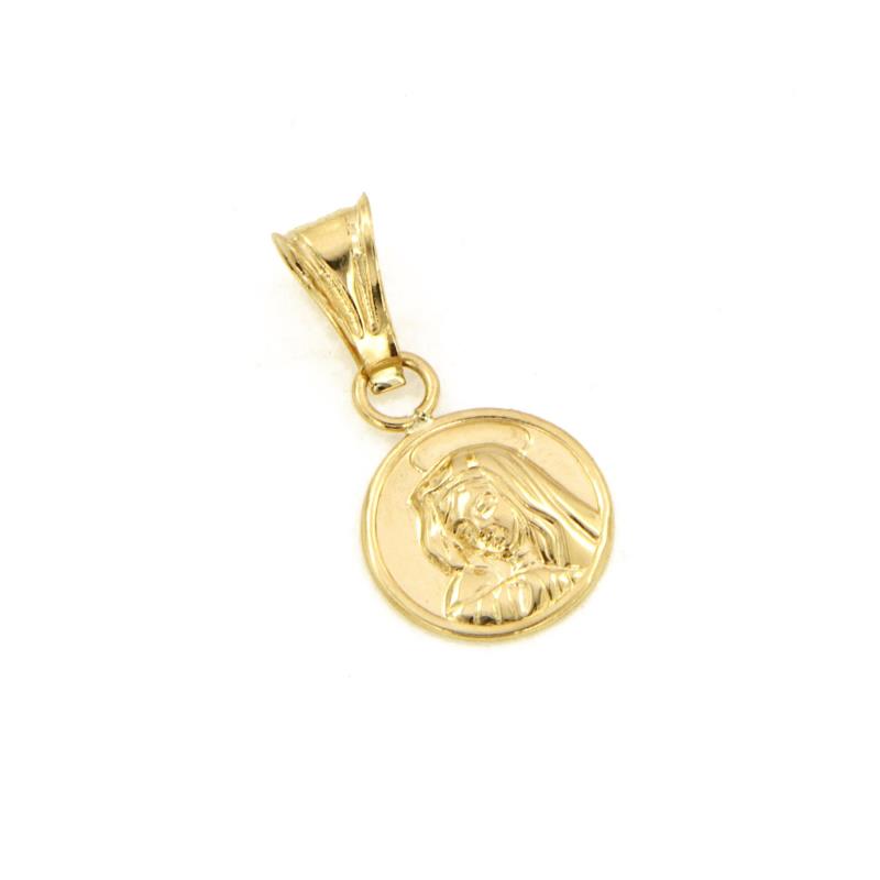MEDAGLIA RELIGIOSA ORO GIALLO 750/1000 TONDA CON MADONNA - 