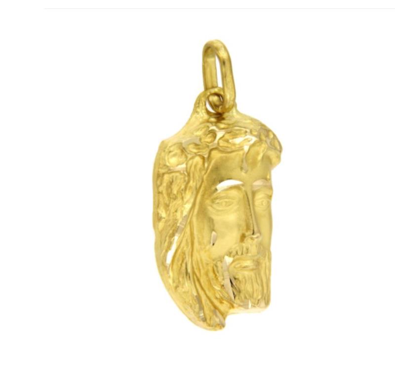 MEDAGLIETTA RELIGIOSA ORO GIALLO 750/1000 VOLTO DI CRISTO - 