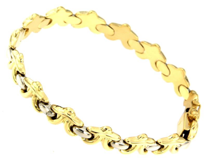 BRACCIALE DUE ORI 750/1000 MAGLIA A SEGMENTI 18.50 CM - 