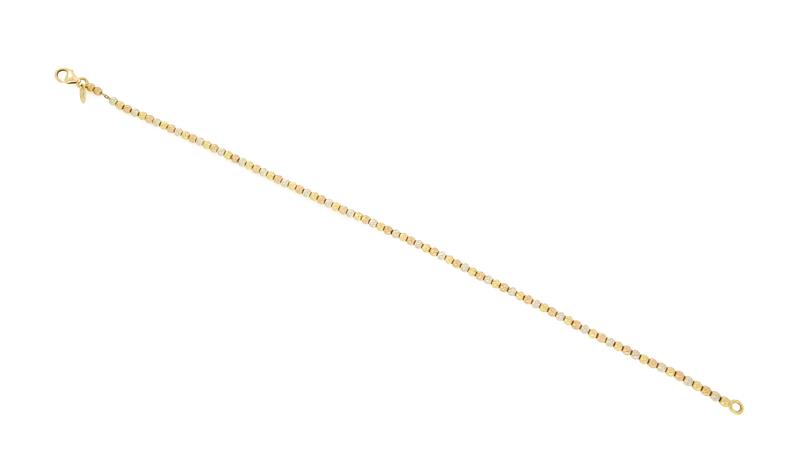 BRACCIALE TRE ORI 750/1000 MAGLIA A SFERE ZIGRINATE - CM. 18.5 - 
