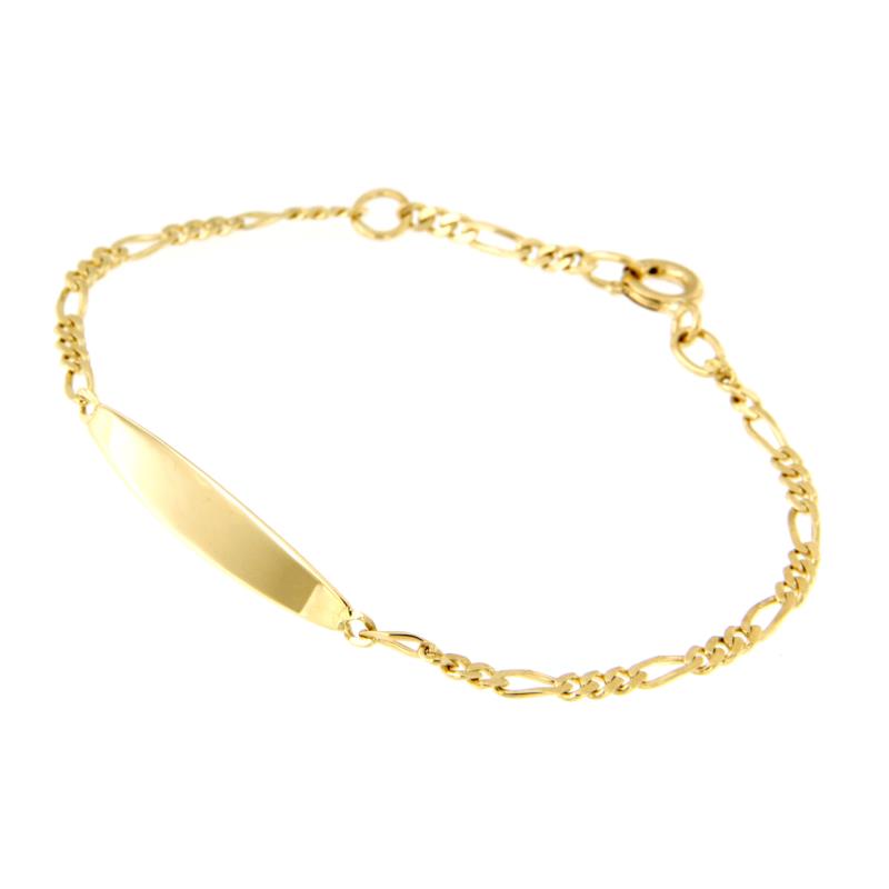 BRACCIALE  ORO GIALLO 750/1000 MAGLIA 3+1 CON TARGHETTA - CM 15 - 