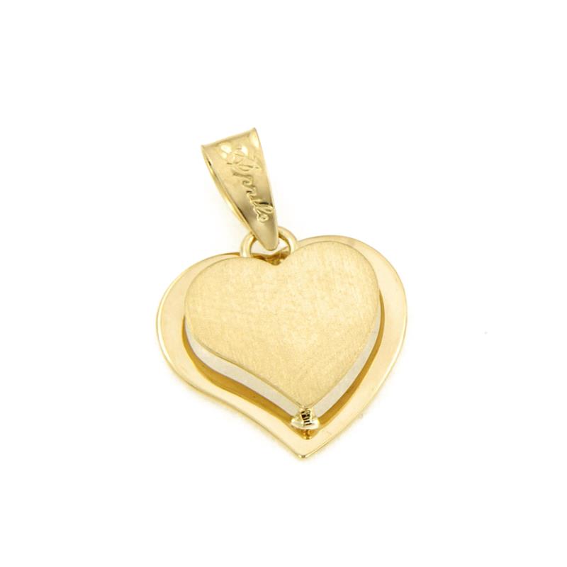 CIONDOLO ORO GIALLO 750/1000 CUORE DOPPIO SEMI-SATINATO - 
