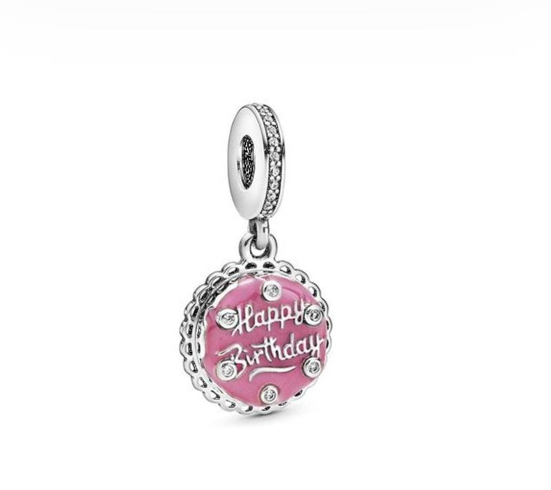 PANDORA - CHARM - AREGENTO 925/1000 - TORTA DI COMPLEANNO ROSA - 